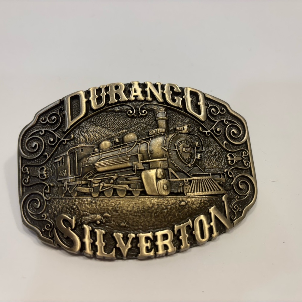 Durango Silverton Vintage Belt Buckle. Solid Brass ( 4" x 3").